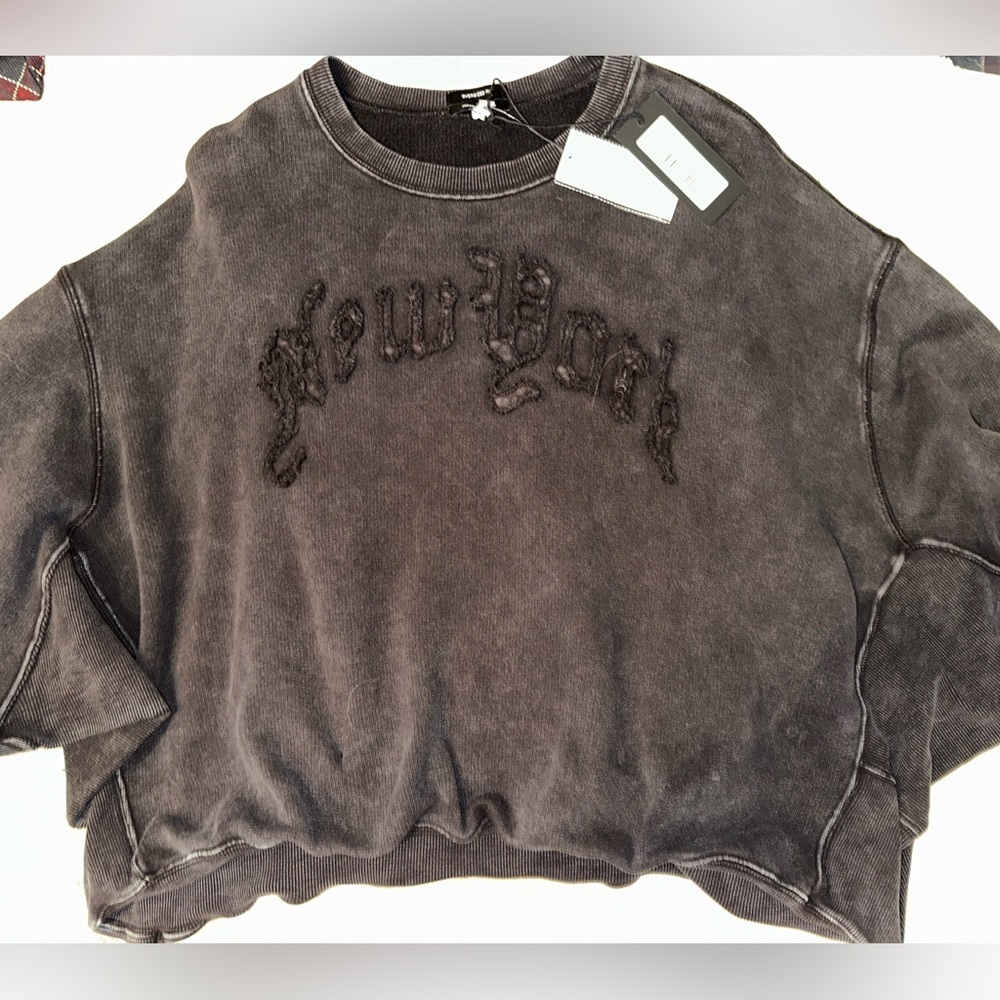 New NWT R13 Black 'New York' Balloon Crewneck Sweatshirt Size Small - Picture 3 of 11